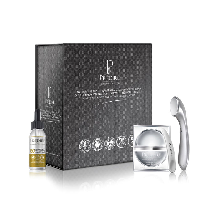 Age Defying Apple & Grape Stem Cell 50x Concentrate & Eucalyptus Peeling Mud Mask with Skincare Infuser
